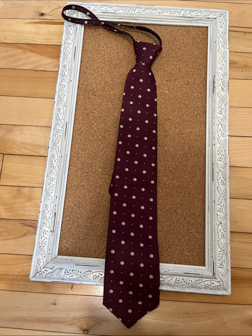 Men's Burgundy Patterned Adjustable Necktie elephant pattern